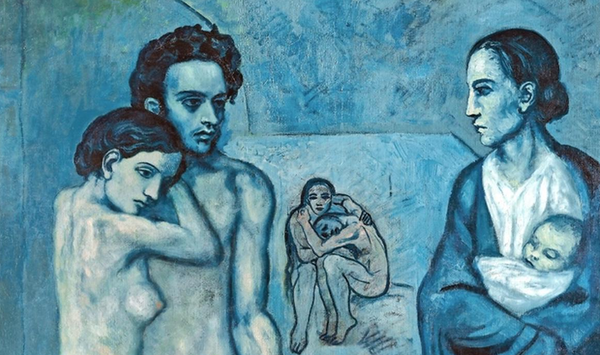 Merinowolle Kammzug Malermischung 819 Picasso Blau-Grau